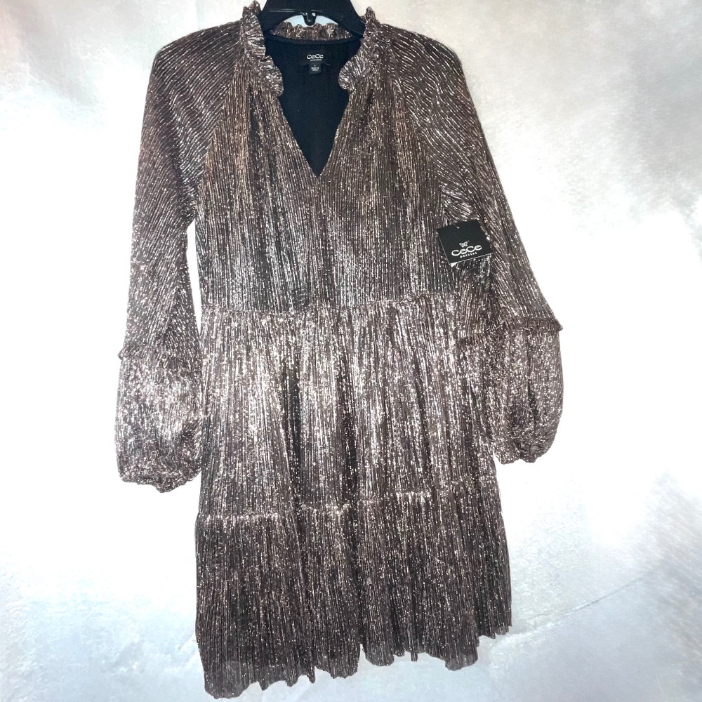 Cece Dresses Black/Copper Long Sleeves Mini Dress NWT Women’s Small